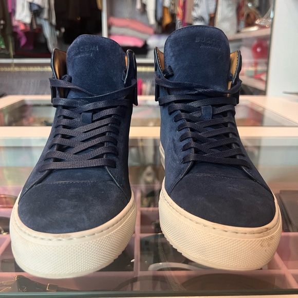 Buscemi sneakers suede navy blue with gold padlock, size 37.5 - Picture 3 of 8